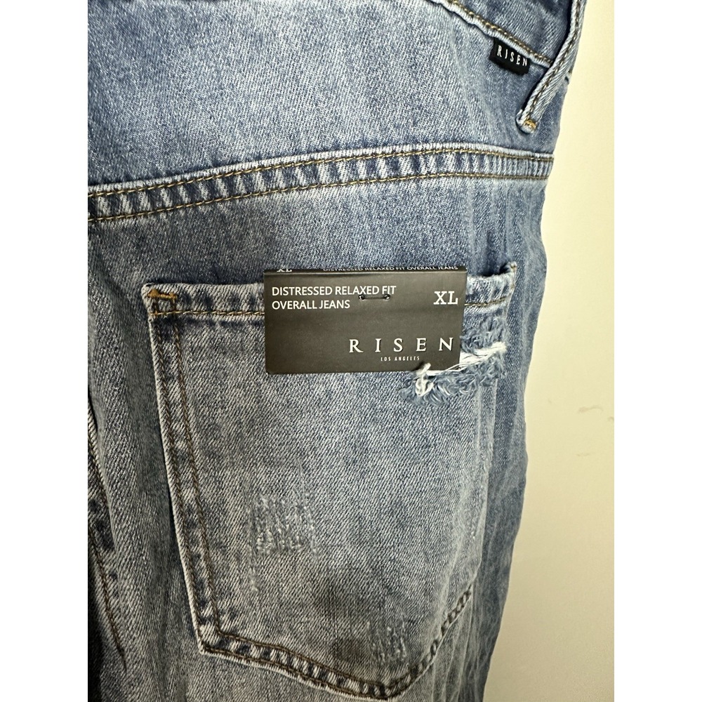 Denim Distressed Crop Overalls Jumpsuit - Blue - Picture 10 of 10